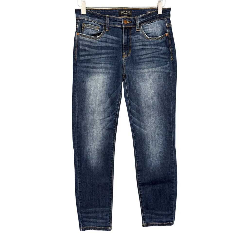 Judy Blue Jeans Womens 7 28 Blue Relaxed Fit Dark Wash Stretch JB82102DK 29x26